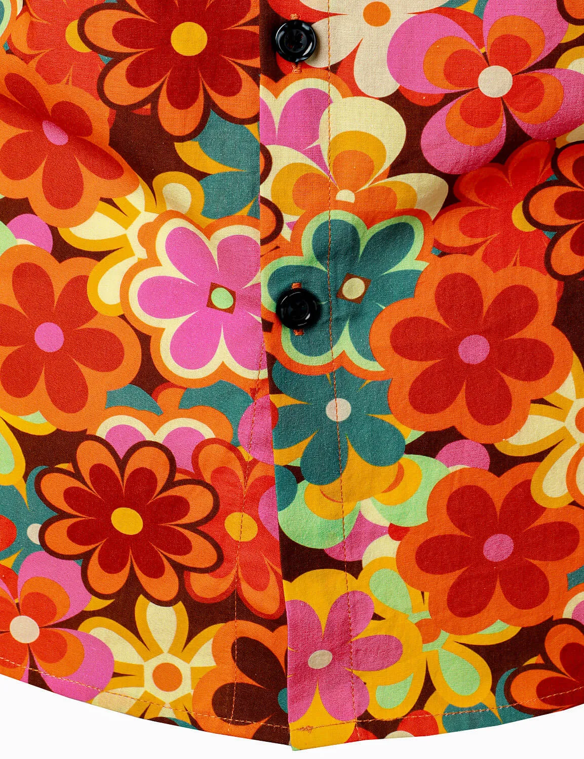 Men's Vintage Floral 70s Party Long Sleeve Shirt