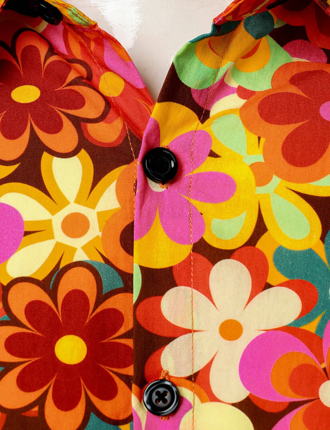 Men's Vintage Floral 70s Party Long Sleeve Shirt
