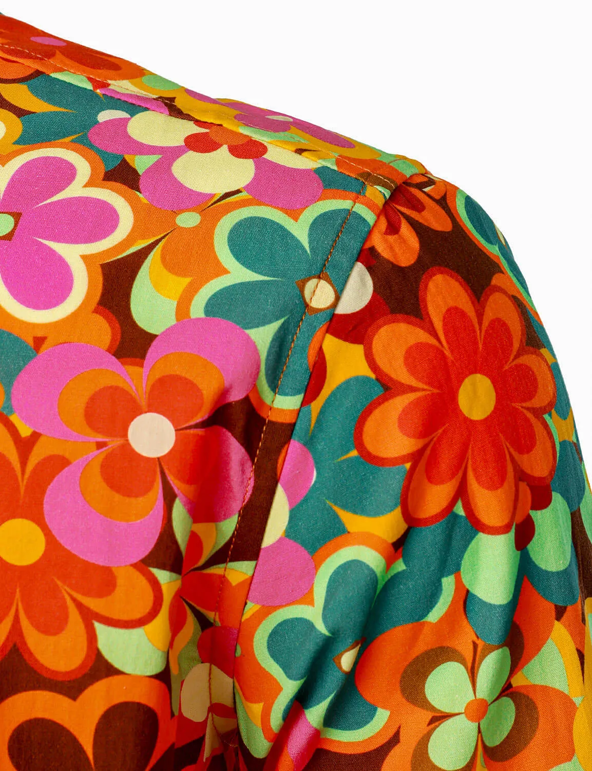 Men's Vintage Floral 70s Party Long Sleeve Shirt