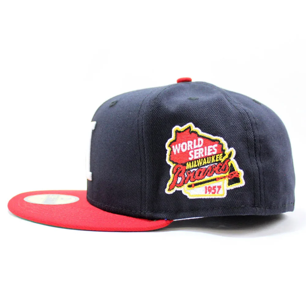Milwaukee Braves 1957 WORLD SERIES New Era 59Fifty Fitted Hat (RETRO GREEN UNDER BRIM)