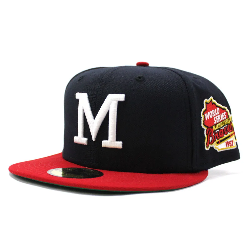 Milwaukee Braves 1957 WORLD SERIES New Era 59Fifty Fitted Hat (RETRO GREEN UNDER BRIM)
