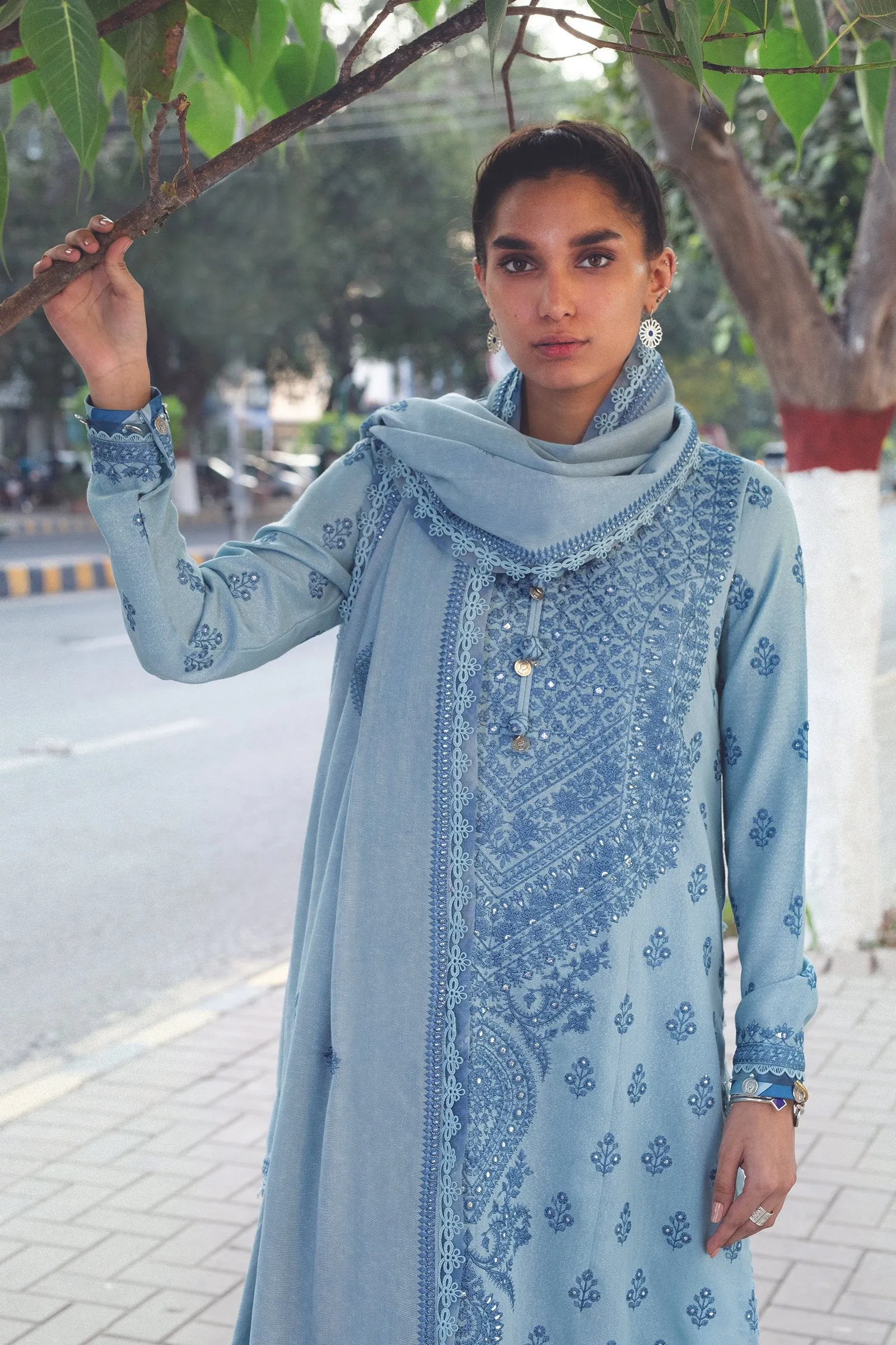 MINA (ZW21-05) |  Zaha Hamrahi Winter Collection 2021 | Unstitched Embroidered Karandi Suits