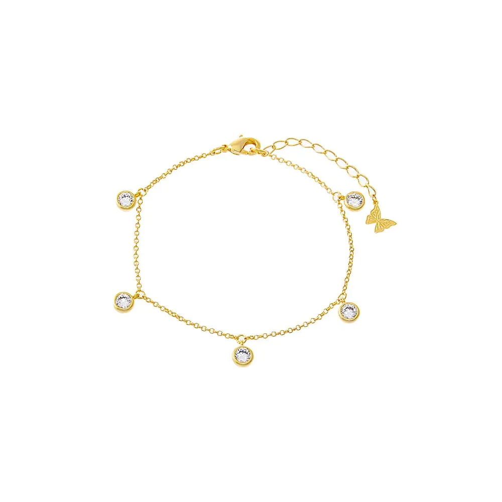 Mini Multi CZ Bezel Dangling Charm Bracelet