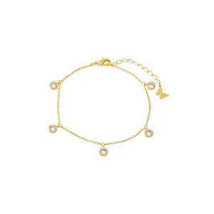 Mini Multi CZ Bezel Dangling Charm Bracelet