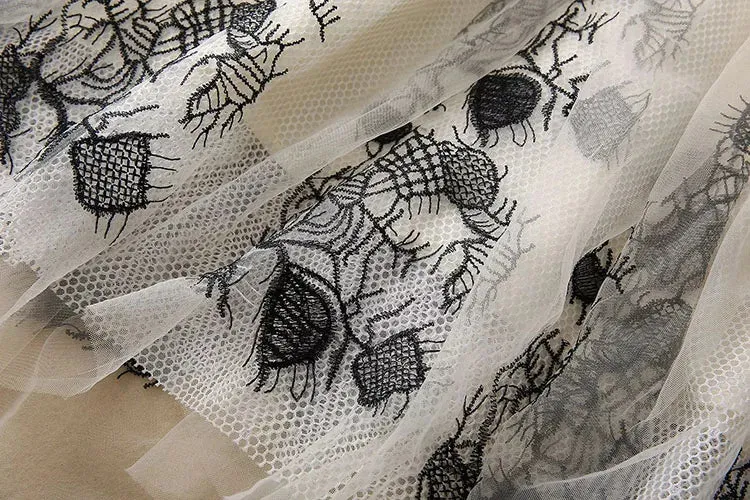 Mochi Embroidery Elegant Vintage Party Long Dress