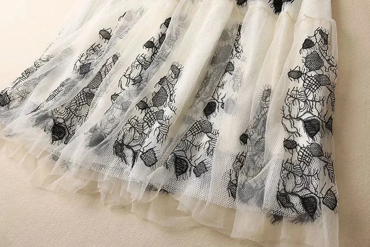 Mochi Embroidery Elegant Vintage Party Long Dress