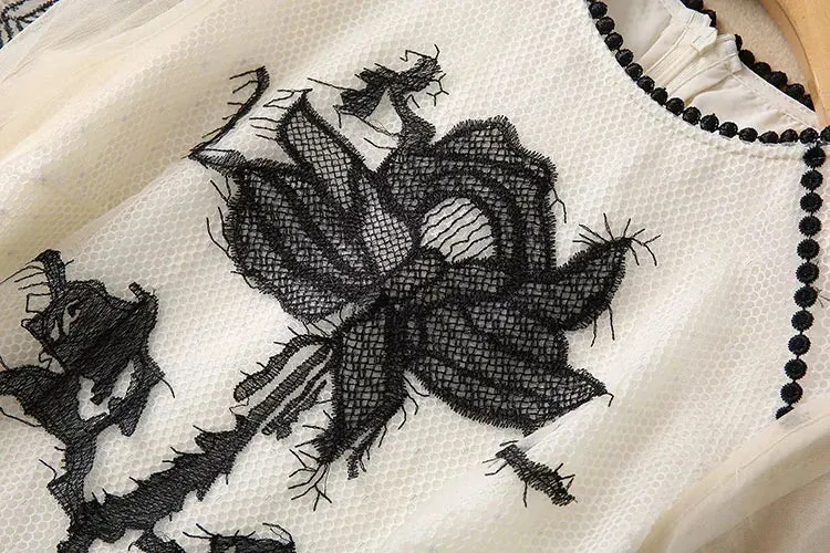Mochi Embroidery Elegant Vintage Party Long Dress