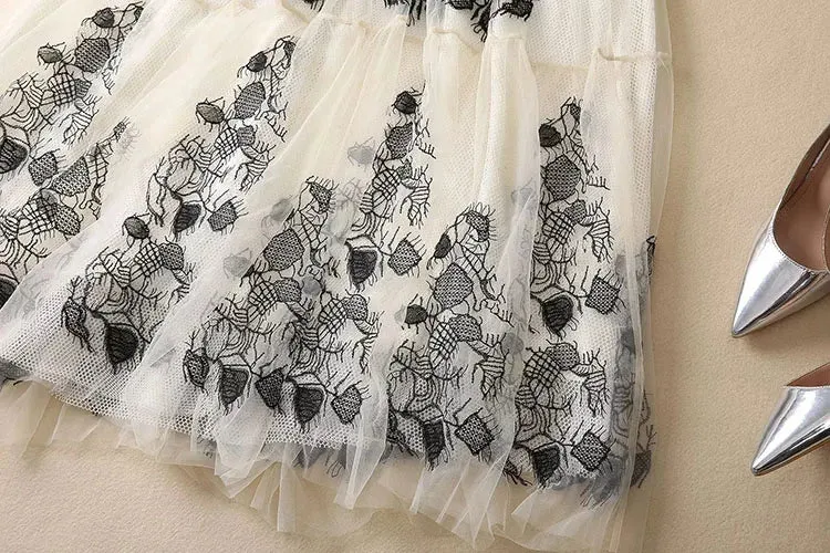 Mochi Embroidery Elegant Vintage Party Long Dress