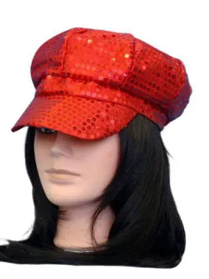 Mod 1960's Red Sequin Go Go Girl Cap Hat