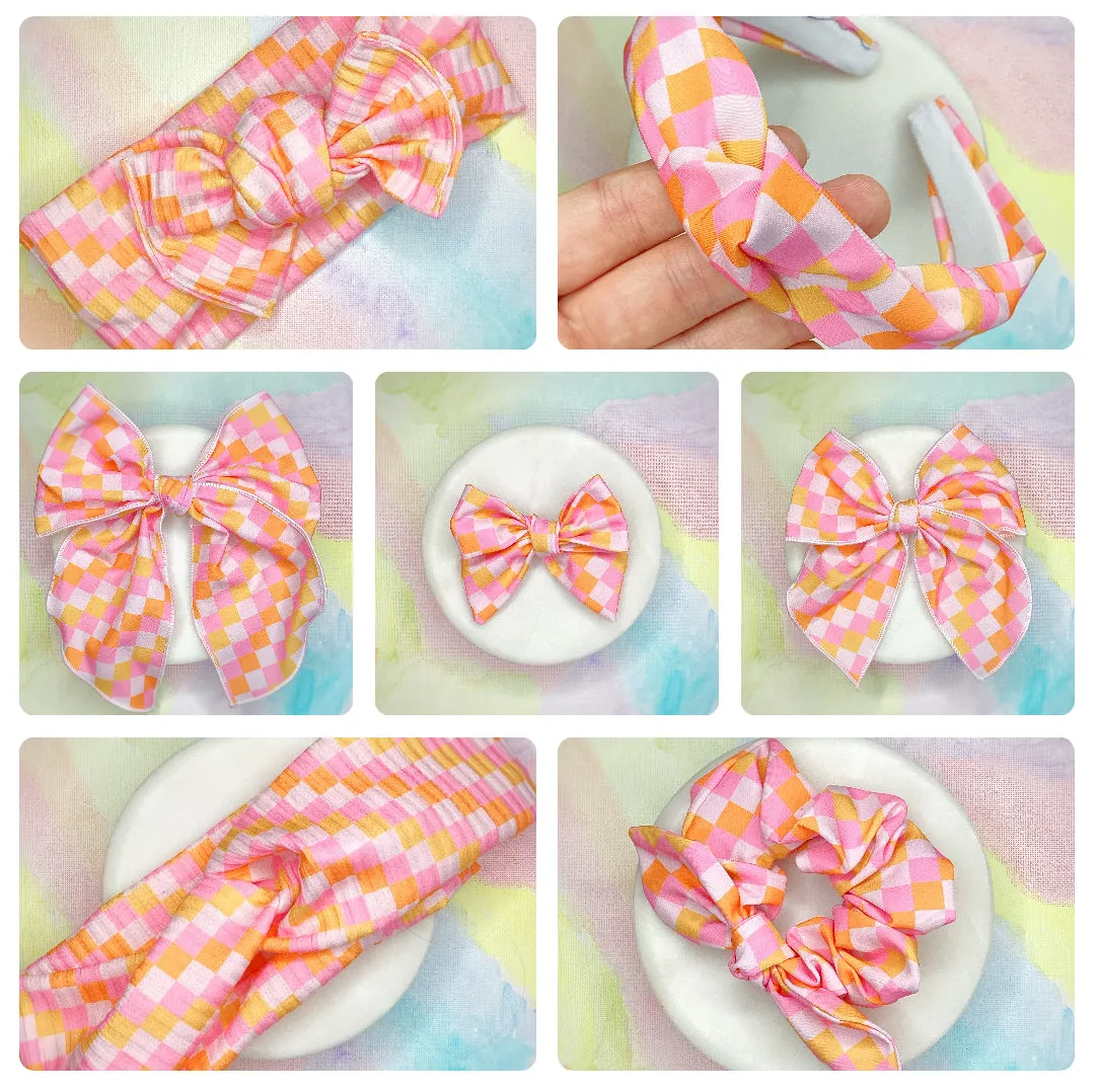 Mod Checkerboard Bow Strip, Headband, Baby Headwrap and Scrunchie Collection