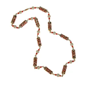 Mod Colorful Tube Bead Necklace, White, Orange, Blue, Yellow