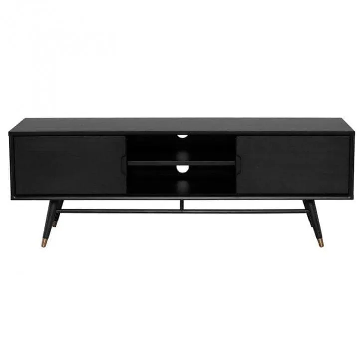 Modern Media Cabinet in Jet Black