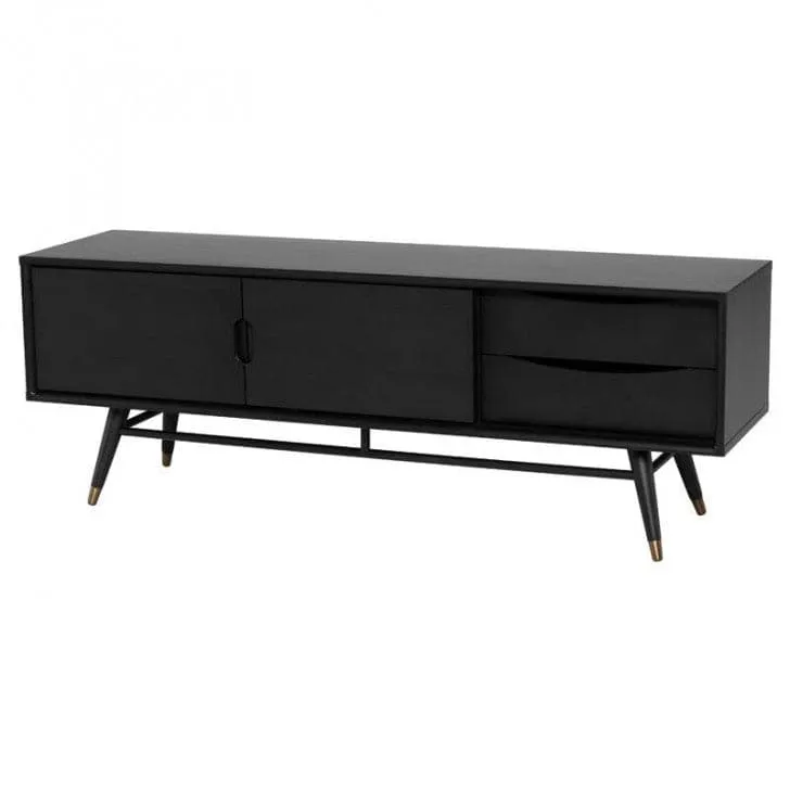 Modern Media Cabinet in Jet Black
