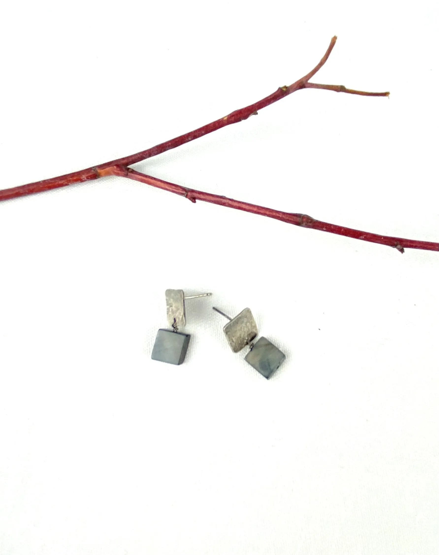 Mother of pearl with post silver earring