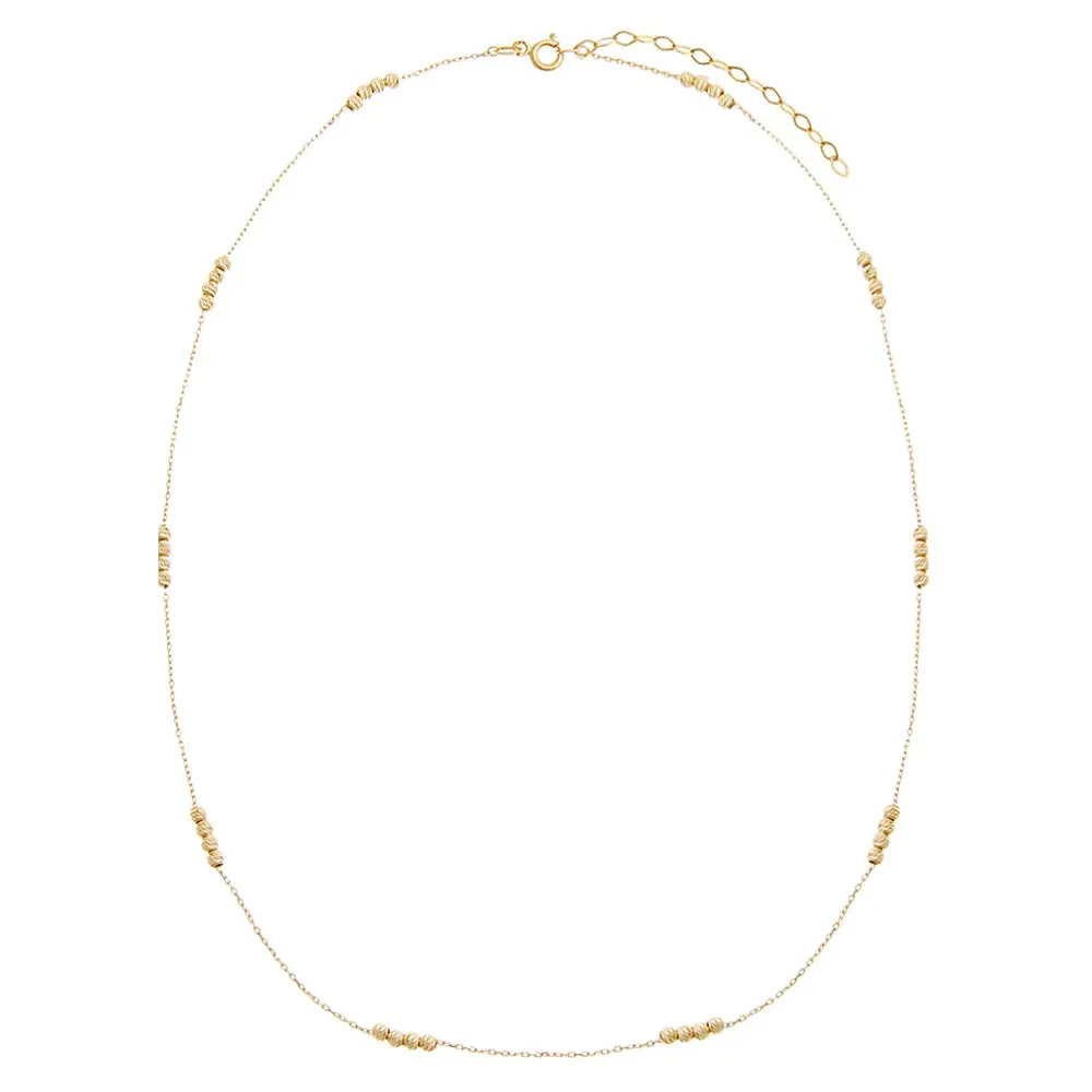 Multi Cluster Beaded Chain Necklace 14K