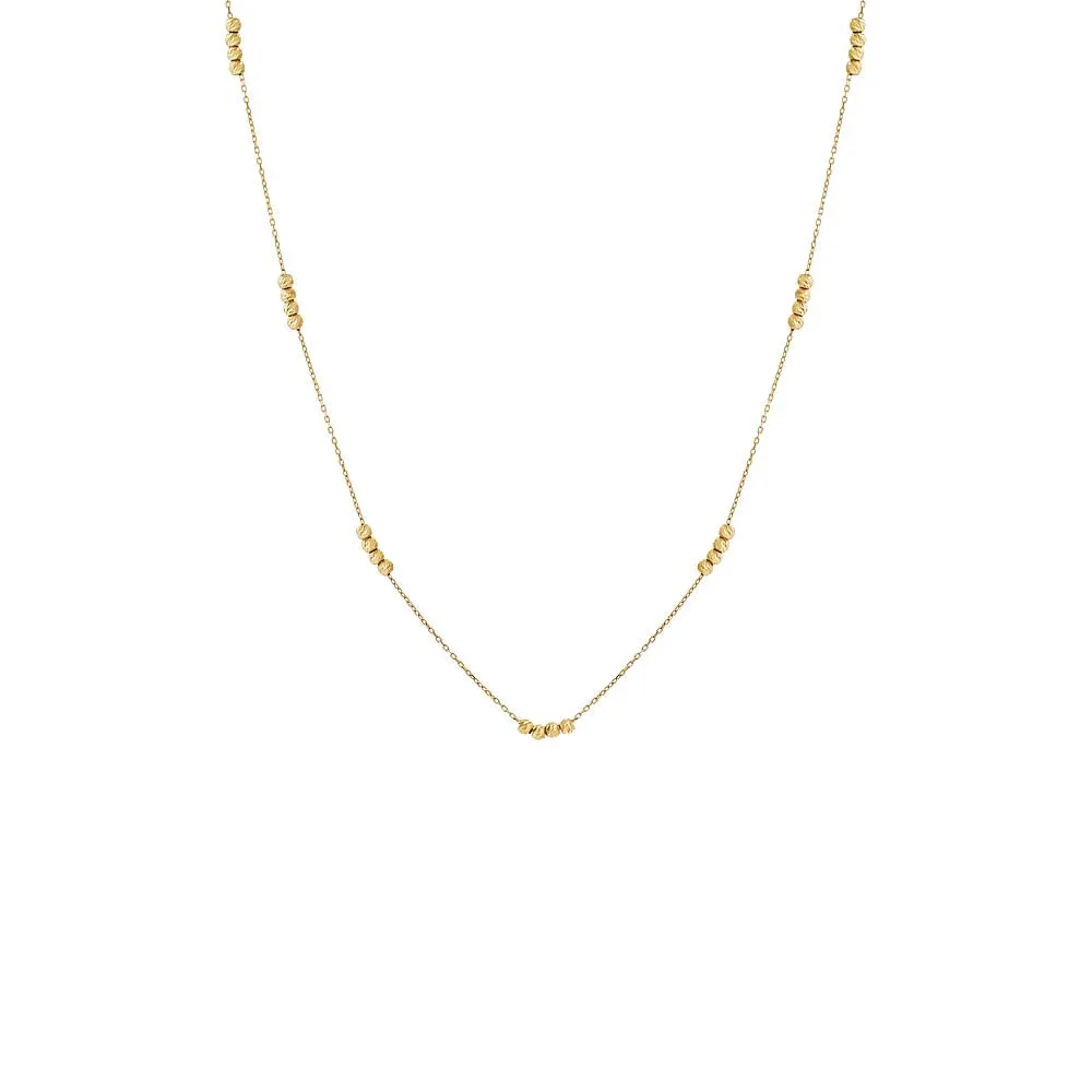 Multi Cluster Beaded Chain Necklace 14K