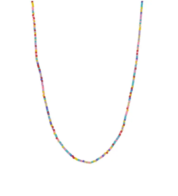 Multi Color Wheel 18k Plated Bead Necklace