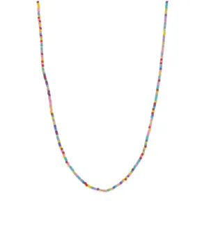 Multi Color Wheel 18k Plated Bead Necklace