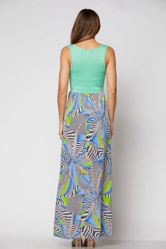 Multi Print Maxi Dress