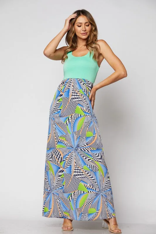 Multi Print Maxi Dress
