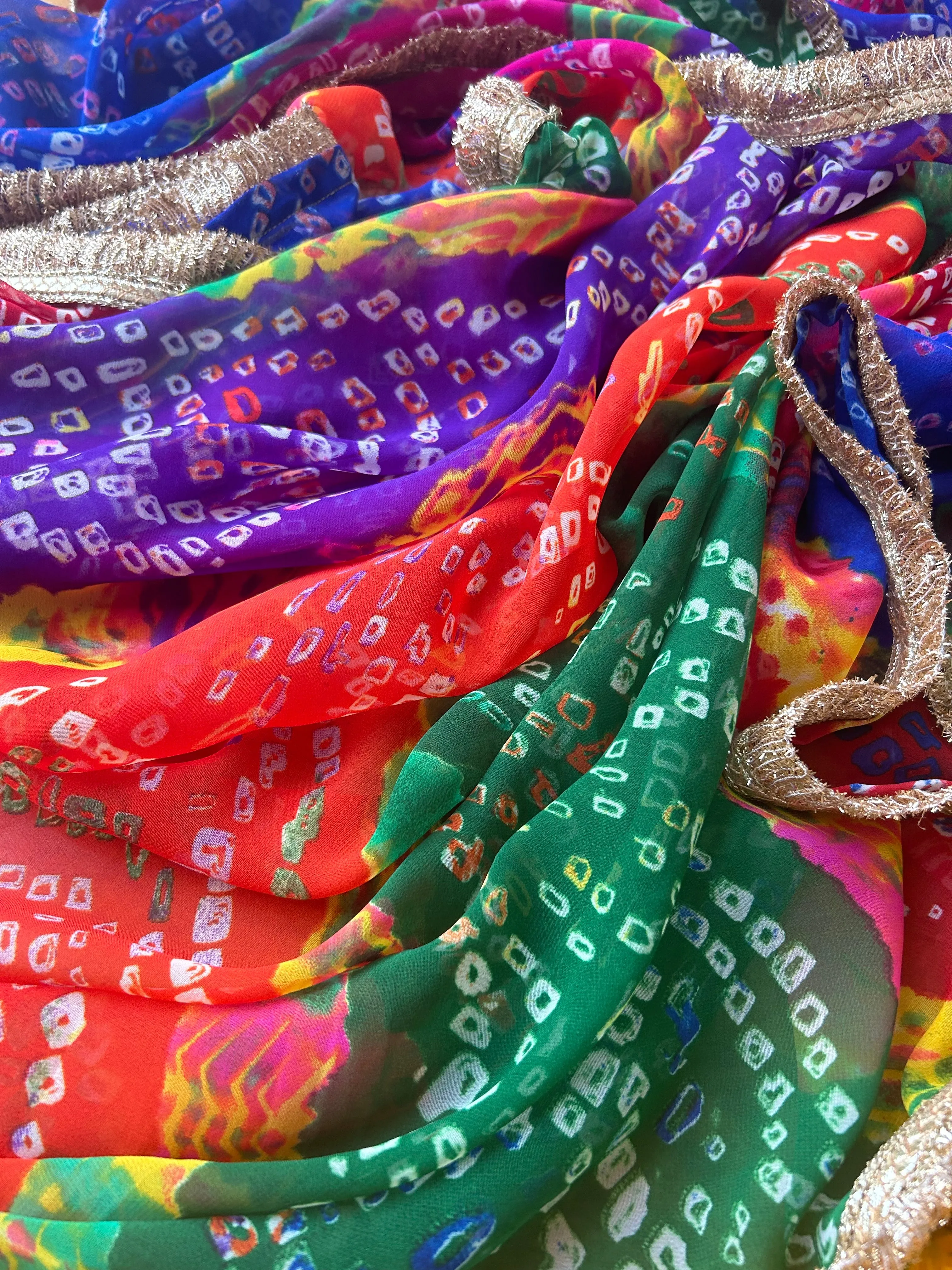 Multicolor  Bandhani Gota Patti Chunri