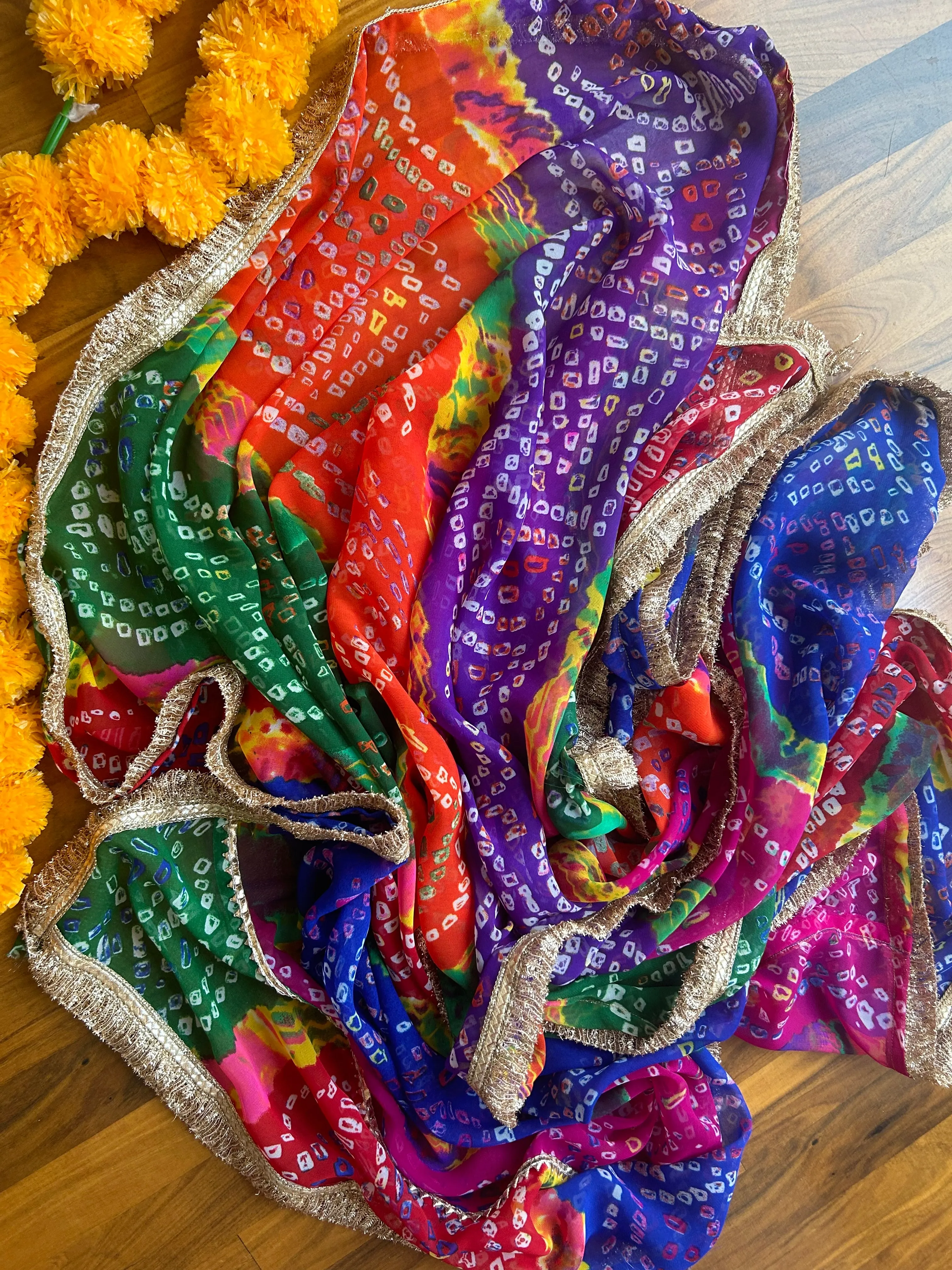 Multicolor  Bandhani Gota Patti Chunri