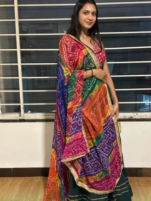 Multicolor  Bandhani Gota Patti Chunri