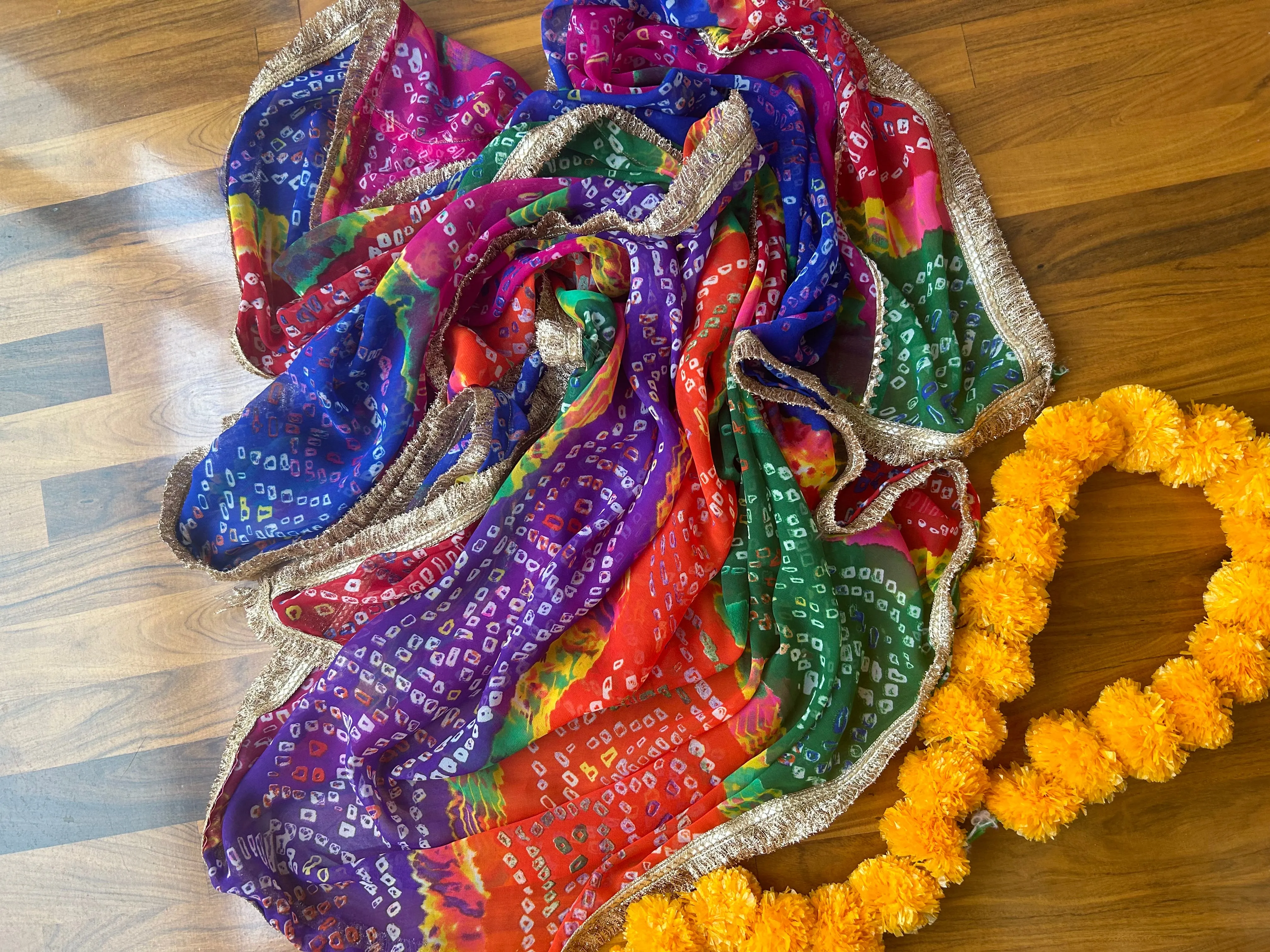 Multicolor  Bandhani Gota Patti Chunri