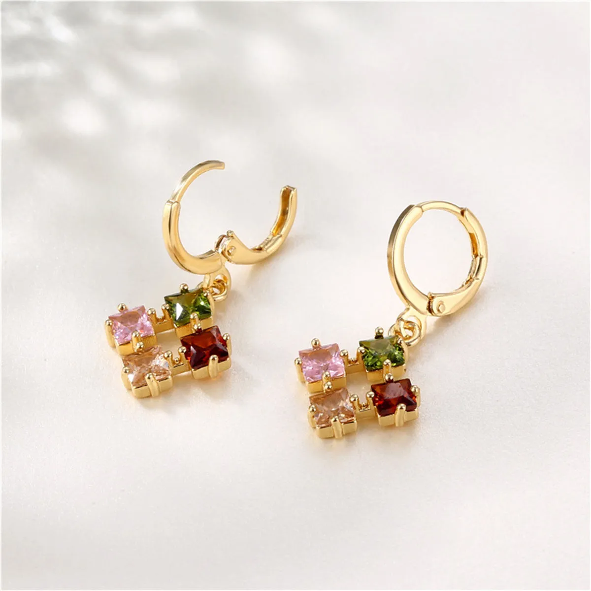 Multicolor Crystal & Cubic Zirconia Princess-Cut Huggie Earrings