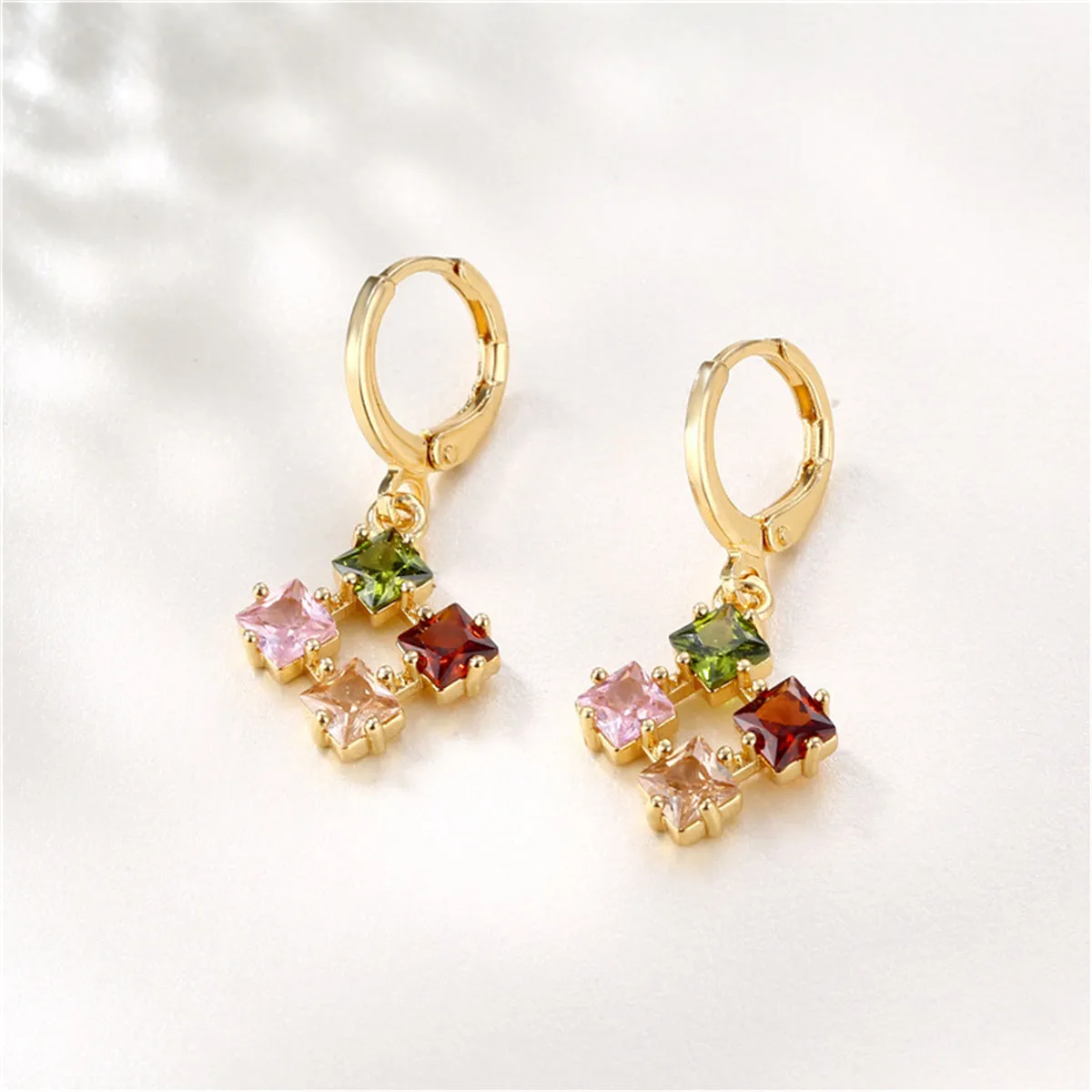 Multicolor Crystal & Cubic Zirconia Princess-Cut Huggie Earrings