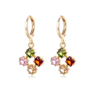 Multicolor Crystal & Cubic Zirconia Princess-Cut Huggie Earrings