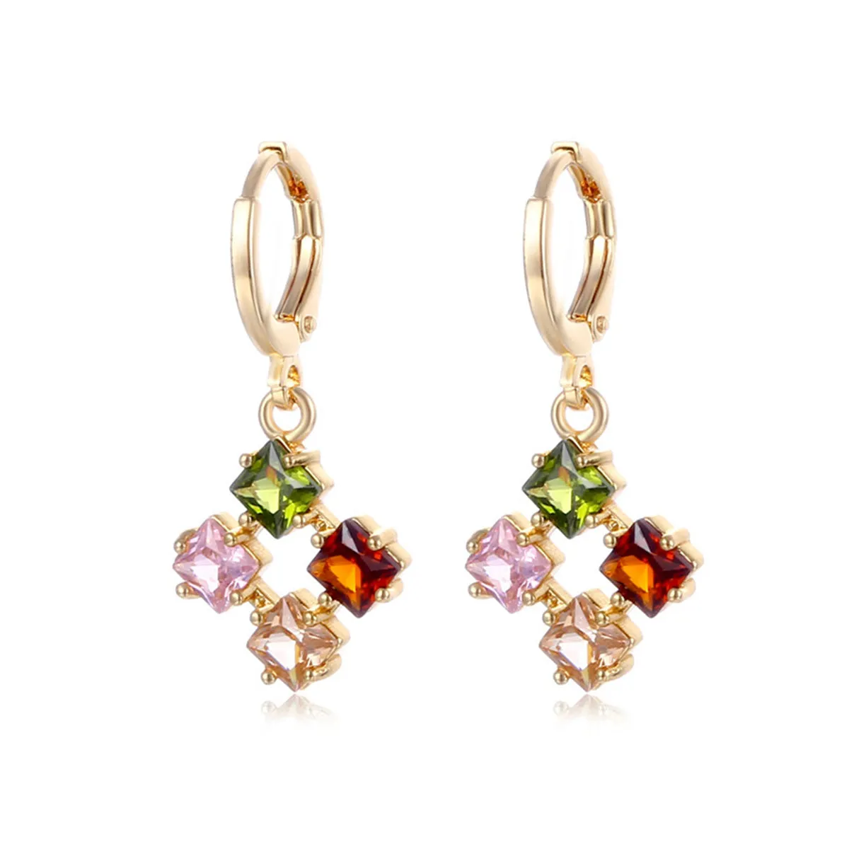 Multicolor Crystal & Cubic Zirconia Princess-Cut Huggie Earrings