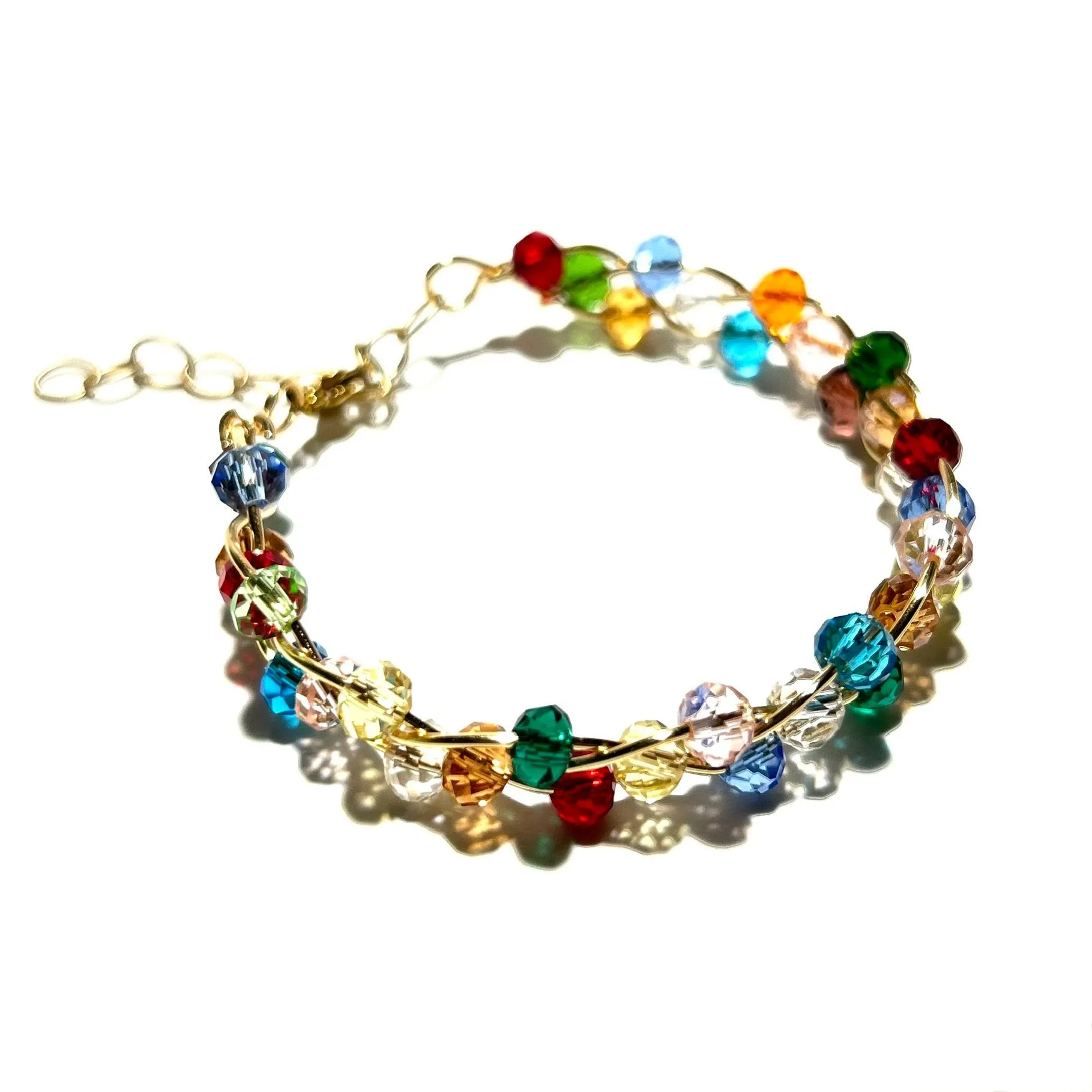 Multicolored Triple Wave Rondelle Crystals Bracelet