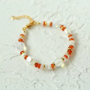 Multiple Irregular Colored Agate Natural Stone Bracelet-Red