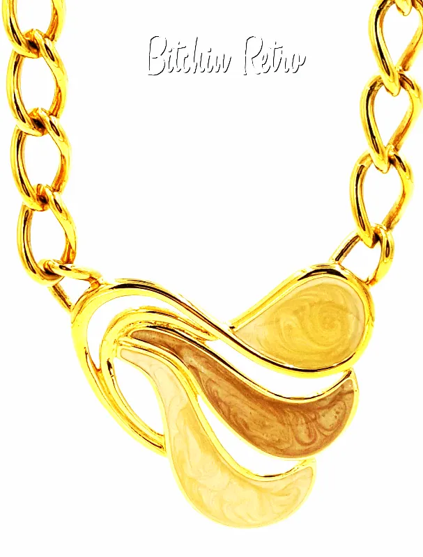 Napier Vintage Sahara Sands Necklace Enamel Pendant Published Book Piece