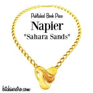 Napier Vintage Sahara Sands Necklace Enamel Pendant Published Book Piece