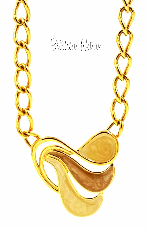 Napier Vintage Sahara Sands Necklace Enamel Pendant Published Book Piece
