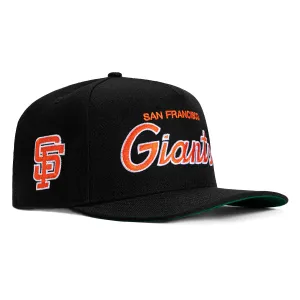 New Era 9Fifty A-Frame San Francisco Giants Logo Patch Script Snapback Hat - Black