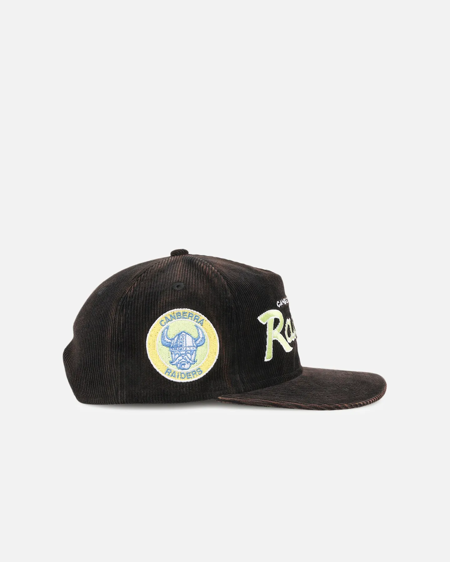 New Era Canberra Raiders 'NRL Golfer Washed Black' Pre-Curved Corduroy Golfer Snapback Washed Black