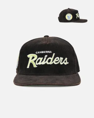 New Era Canberra Raiders 'NRL Golfer Washed Black' Pre-Curved Corduroy Golfer Snapback Washed Black