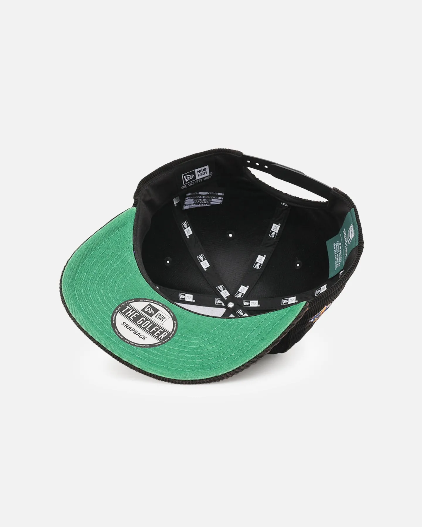 New Era Melbourne Storm 'NRL Golfer Washed Black' Pre-Curved Corduroy Golfer Snapback Washed Black