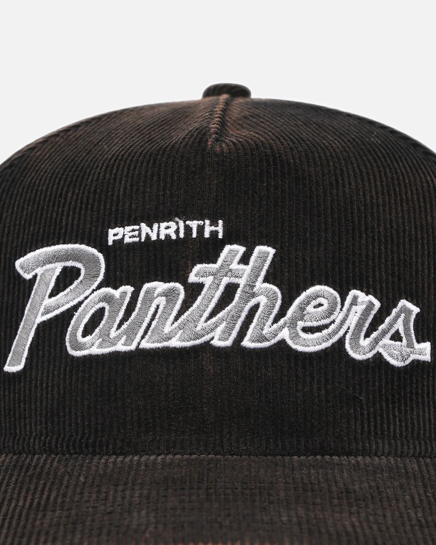 New Era Penrith Panthers 'NRL Golfer Washed Black' Pre-Curved Corduroy Golfer Snapback Washed Black
