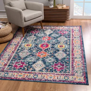 New Stunning Sunshine Rugs Savannah Traditional Area Rug 2801 Navy 2'6" X 4'9"
