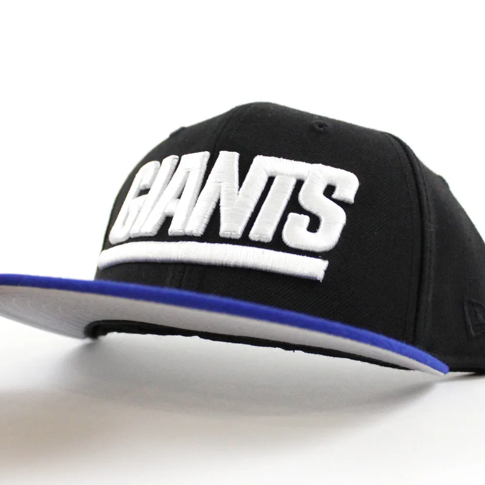 New York Giants New Era 59Fifty Fitted Hat (Jet Black Forza Azure Air Jordan IV Motorsport Away Gray Under Brim)