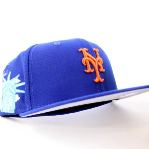 New York Mets CLOUD ICON Statue Of Liberty New Era 59Fifty Fitted Hat (Team Color Gray Under Brim)