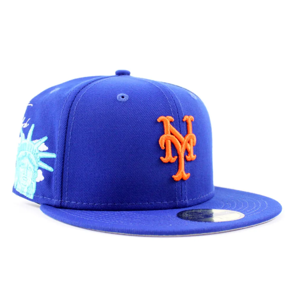 New York Mets CLOUD ICON Statue Of Liberty New Era 59Fifty Fitted Hat (Team Color Gray Under Brim)