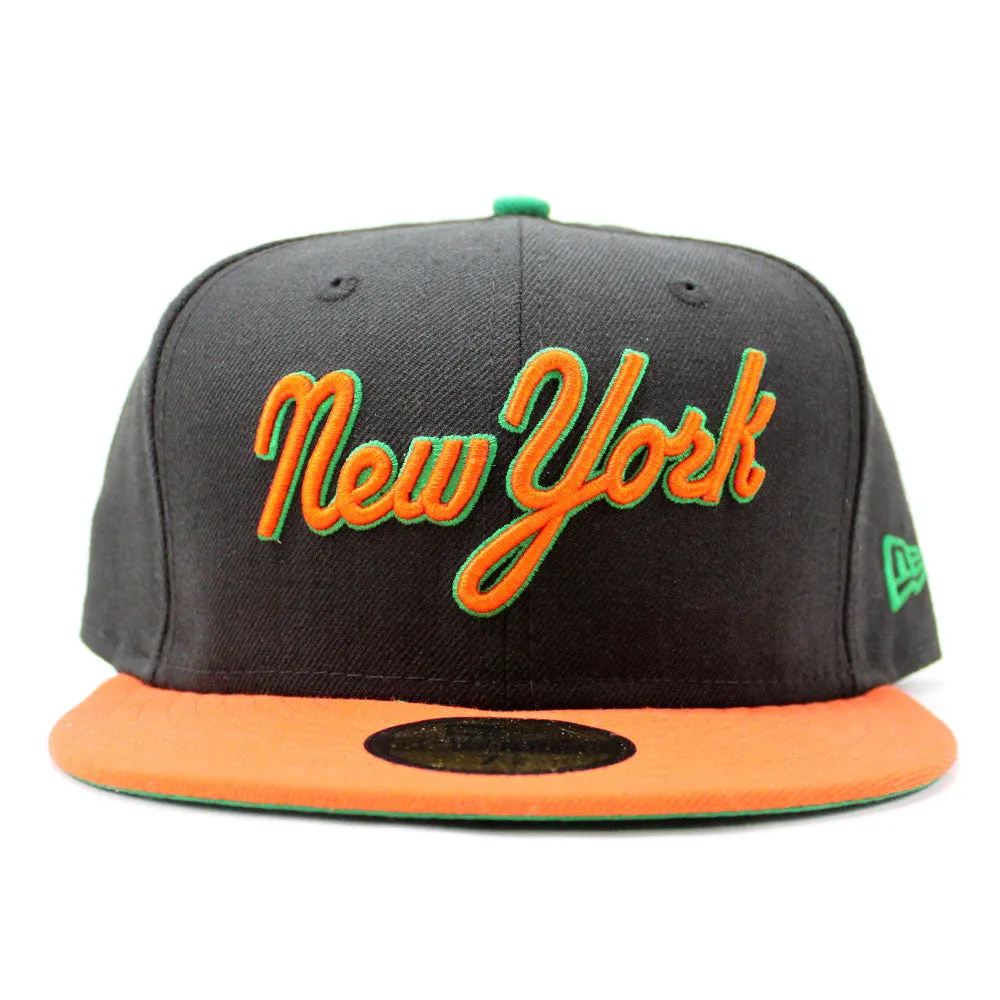 New York Mets New Era 59Fifty Fitted Hat (Black Orange Green Under Brim)