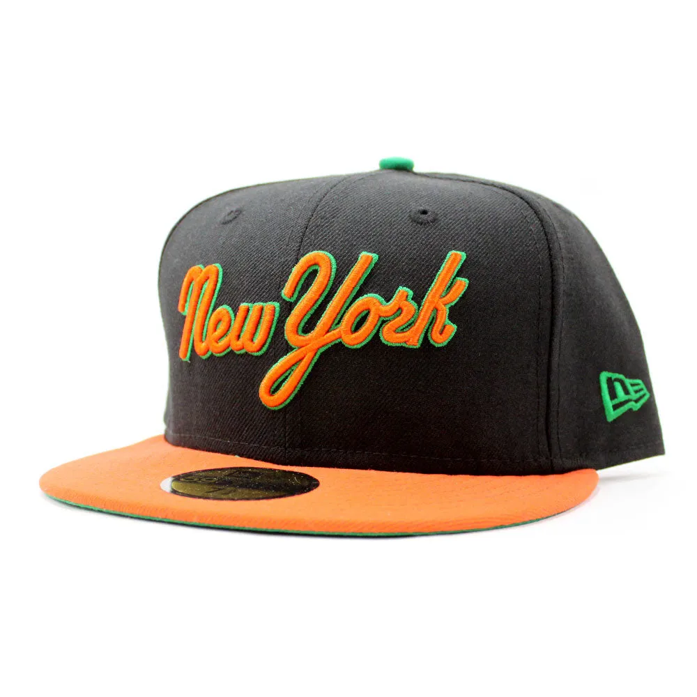 New York Mets New Era 59Fifty Fitted Hat (Black Orange Green Under Brim)
