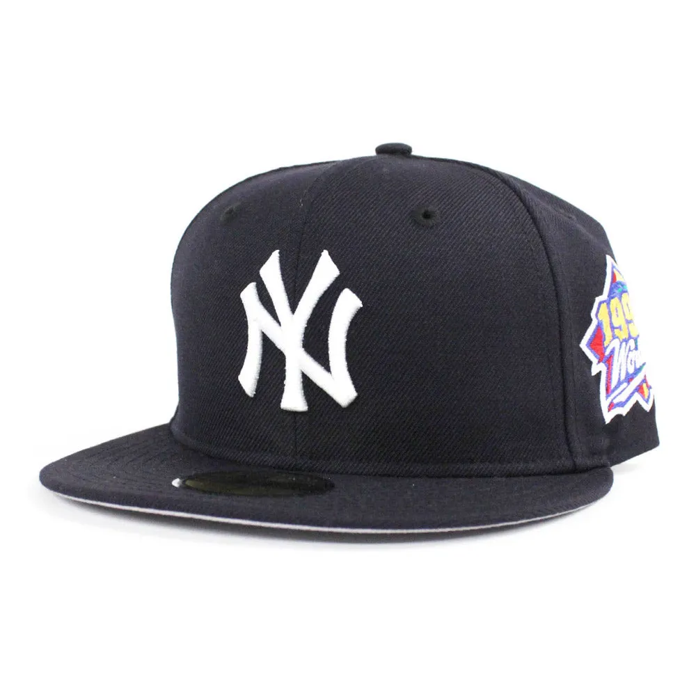 New York Yankees 1999 World Series Patch New Era Fitted 59Fifty Hats (Navy Gray Under Brim)