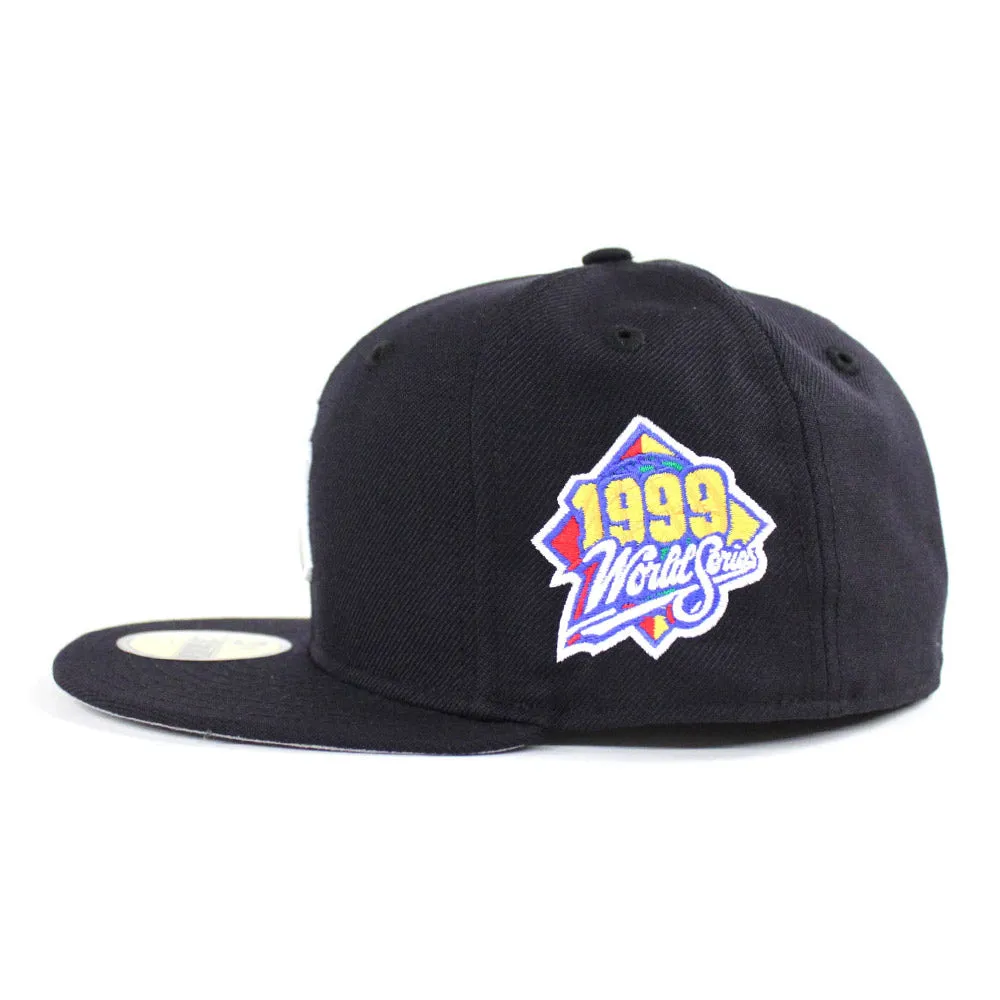 New York Yankees 1999 World Series Patch New Era Fitted 59Fifty Hats (Navy Gray Under Brim)